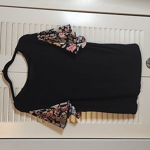 Bundle 3 for $10 black tshirt with floral flutter sleeves